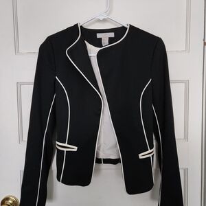 H&M Black Blazer with White Piping